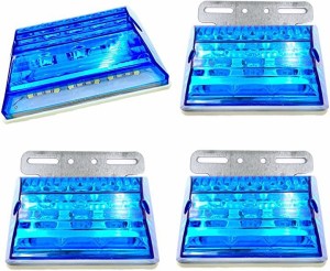 汎用 LED サイド マーカー 24V トラック デコトラ ダウン ライト ランプ 路肩灯( ブルー4個,  中)