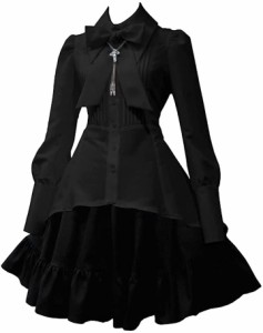 大きいサイズ シャツドレス コスプレ ロリータファッション( A/ブラック,  5XL)