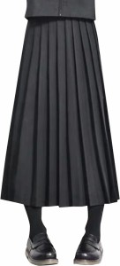 80cm プリーツスカート ロング 制服 マキシ丈 大きいサイズ 女子高生 女番長( ブラック,  3XL)
