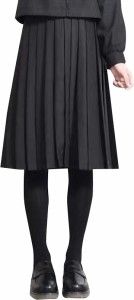 60cm プリーツスカート ミドル丈 黒 制服スカート 大きいサイズ 女子高生 セーラー服( 3XL)