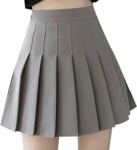 プリーツスカート ミニ インナー付き 制服 学生服 コスプレ 小学生( グレー,  XL)