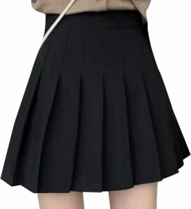 プリーツスカート ミニ インナー付き 制服 学生服 コスプレ 小学生 XXL 黒( 黒（ブラック）,  2XL)