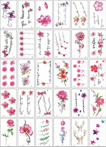 タトゥーシール 総絵柄数 84点 防水 TATTOO 30枚セット Pellfolia 桜 薔薇 星( 14)