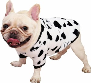 犬服 かわいい ブランド ロンパース 柄物 パジャマ お散歩 面白い デザイン MDM( ホワイト (牛柄),  S)