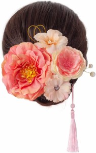 母の日 髪飾り 造花 手作り 成人式 卒業式 結婚式 七五三 ヘアアクセサリー MDM( ピンク,  Free Size)