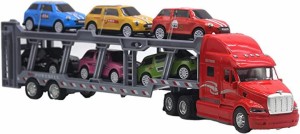 トレーラー おもちゃ 玩具 大きい ミニカー 大型 大きめ 1/48 トラック 合金 レッド( 赤)