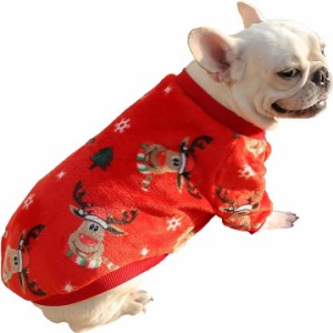 犬服 かわいい ブランド ロンパース 柄物 パジャマ お散歩 面白い デザイン MDM( レッド (トナカイ),  L)