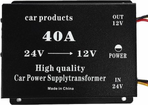 DCDC 24V＞12V コンバーター 電圧 変換器 変圧器 デコデコ ヒューズ付 ショート防止( 40A)