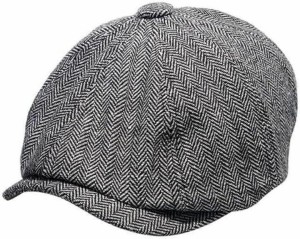 キャスケット ハンチング メンズ ベレー帽 クラシック カジュアル つば付き 灰色( グレー,  55.0 cm)
