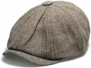 キャスケット ハンチング メンズ ベレー帽 クラシック カジュアル つば付き( コーヒー,  55.0 cm)
