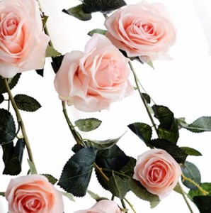 バラ 薔薇 ガーランド 造花 インテリア スワッグ 結婚式 パーティー 飾り付け 装飾 01( 01 ピンク)