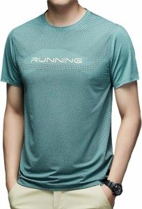 機能性 メンズ Tシャツ ラン 涼しい 半袖 消臭 吸汗速乾 DRY 抗菌 運動着( 01.Green,  XL)