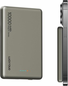 Magsafe対応 モバイルバッテリー 軽量 12MM薄型 マグネット式ワイヤレス充電 MDM( ナチュラルチタニウム)