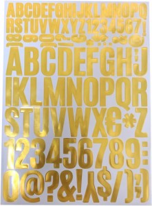 ゴールド アルファベット シール ステッカー 数字シール 高さ 2cm + 4cm 金色 防水( ゴールド)
