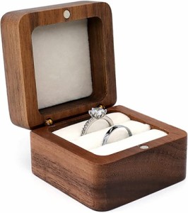 指輪ケース リングケース 木製 持ち運び ミニ 指輪入れ 携帯用 結婚指輪 2個用( ホワイト)