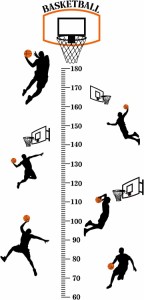 身長計 ステッカー 子供身長計 ウォールステッカー バスケットボール 装飾ステッカー( 運動 バスケットボール)
