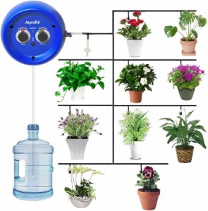 屋内鉢植え 植物用 DIYマイクロ点滴灌漑キット 散水 散水タイマー 灌漑システム MDM( Blue,  22079)