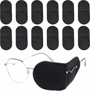 眼帯 眼鏡 メガネ用 斜視 カバー アイパッチ 両目 片目眼帯( ブラック12枚入,  Mサイズ)