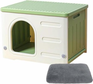 猫 ハウス キャットハウス ペットハウス 小型犬用 プラスチック 猫小屋 屋外 室内 野良猫ハウス( グリーン)