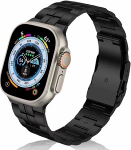 Apple Watch対応 高級チタンバンド 同じ材質 チタニウム ultra2/ultra ベルト( ブラック)