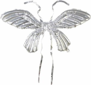 風船 羽 蝶々 天使 コスプレグッズ アルミ バルーン 2枚 シルバー( 2枚 シルバー,  99x95cm)