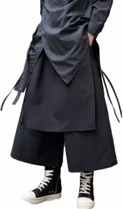 ワイドパンツ サルエルパンツ 袴パンツ 変形 巻きドレープ ゆったり ストリート( ブラック#05,  XL)