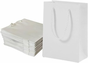 紙袋 ラッピング 無地 手提げ袋 ギフトバッグ マチあり 15枚セット( 白,  S)