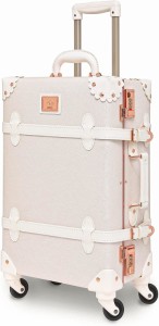 可愛い スーツケース クラシック トランク トランクケース ホワイト 白( バラの白,  Sサイズ（機内持込）)