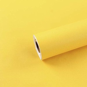 壁紙シール のり付き 無地 45ｘ950cm DIY 剥がせる壁紙 リメイクシート 防水 模様替え MDM( 黄色)