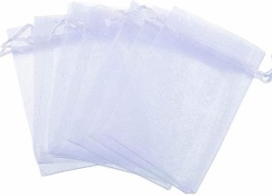 ラッピング 巾着袋 オーガンジー プレゼント 包装 ギフト ホワイト( 白,  ホワイト 17x23cm 20枚)