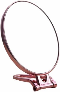 拡大鏡付き 化粧鏡 化粧ミラー メイクアップミラー 両面鏡 M004( ローズゴールド・楕円)