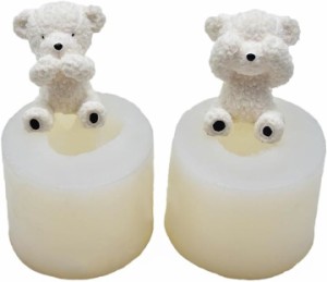 シリコンモールド クマ 立体 UVレジン型 熊 石鹸 キャンドル 手作り DIY( 2点セット)