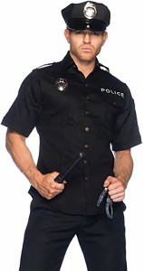 ポリス 警察 コスプレ 衣装 ３点 セット メンズ 仮装 パーティー( ブラック,  Free Size)