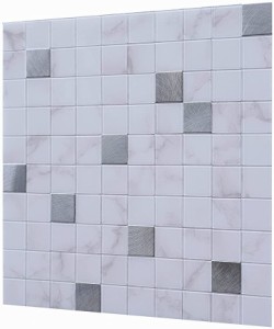 DIY防水耐熱無味タイルシール 3D立体壁紙シール 四角形モザイクタイルシールレンガ壁紙 補修用 ホワイト MDM