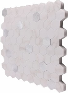 DIY防水耐熱無味タイルシール 3D立体壁紙シール 六角形モザイクタイルシールレンガ壁紙 補修用 ホワイト MDM