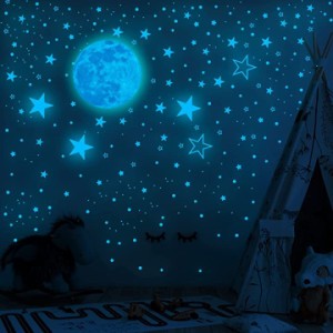 ウォールステッカー 星 光る 1049点 蓄光シール 夜光ステッカー 光るシール 子供部屋 壁 天井( ブルー)