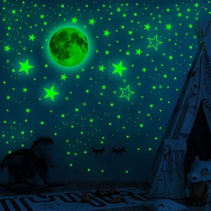 ウォールステッカー 星 光る 1049点 蓄光シール 夜光ステッカー 光るシール 子供部屋 壁 天井( グリーン)