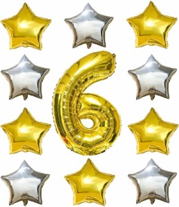 数字 風船 バルーン スタンド 誕生日 飾り付け 大きい 66cm 星風船 ゴールド( 星ゴールド,  6)