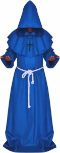 ハロウィンコスチューム 中世の修道士コスプレ 男女兼用 魔術師 コスチュームパーティー 仮装 MDM( 藍色,  XL)
