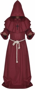 ハロウィンコスチューム 中世の修道士コスプレ 男女兼用 魔術師 コスチュームパーティー 仮装 MDM( 深紅,  XL)
