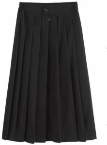 60cm プリーツスカート ミドル丈 黒 制服スカート 大きいサイズ 女子高生 セーラー服( XL)