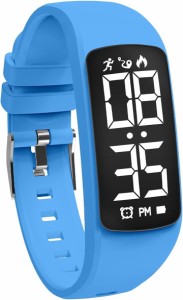 活動量計 子供用スマートウォッチ 腕時計 デジタル IP67防水 充電式 歩数計 MDM( 06-ブルー,  キッズ)