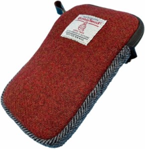 母の日 Harris Tweed ハリスツイード コンビ スマホショルダーバッグ( ワインチャコールヘリンボン)