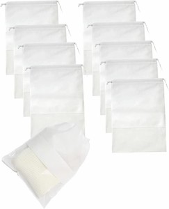シーポッシュ 不織布 収納ケース 透明 窓付き 巾着袋 Mサイズ 10枚入り MDM( 白,  Mサイズ 10枚入り)