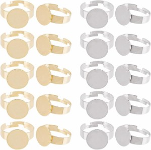 20個 2色 12mm 指輪ベゼル ミール皿 リング 台座 指輪作り MDM( 2色-20個,  トレイ12mm)