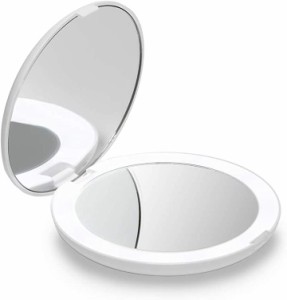 コンパクトミラー 化粧鏡 10倍拡大鏡 Lumi MDM( 白い)