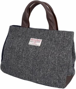 母の日 Harris Tweed ハリスツイード コンビ 手提げバッグ( チャコール)