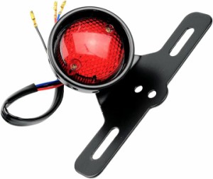 バイク LED テールランプ ナンバー灯 レッド レンズ ステー 一体型 汎用品 防水( ブラック・レッドランプ)
