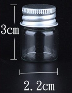 アルミキャップ ミニガラスボトル 容量 サイズ 22ミリx30ミリ 40本セット ガラス瓶( 5ml)