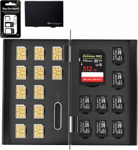 BLUECRAFT SIM・SDカード 収納ケース アルミ両面タイプ 最大21枚収納 SD1枚( ブラック)